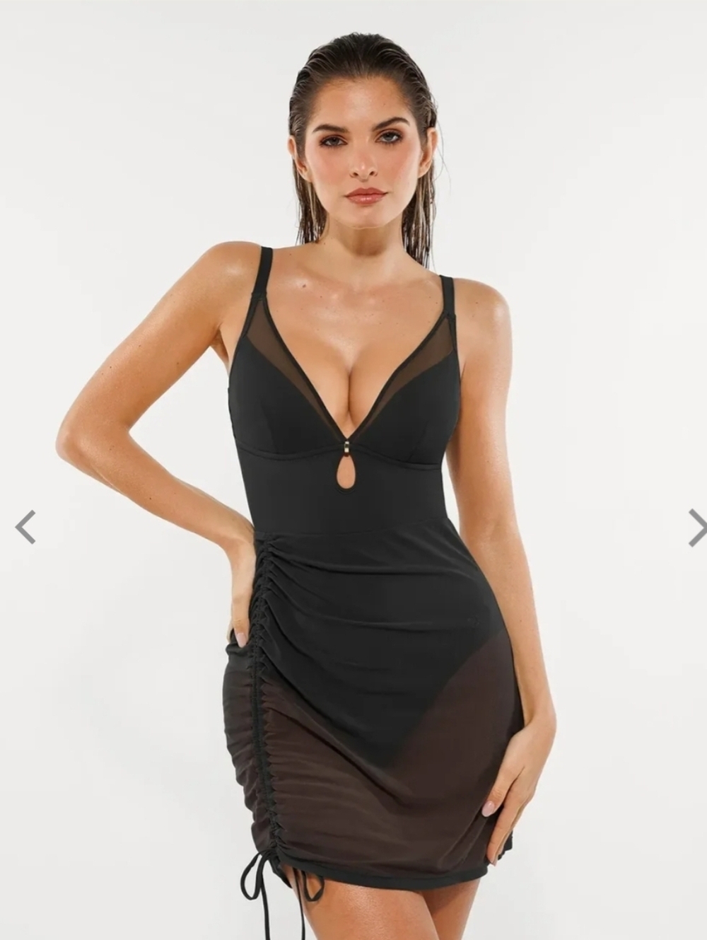 Popilush Sculpting Curve Mesh Skirt One-Piece Swimsuit